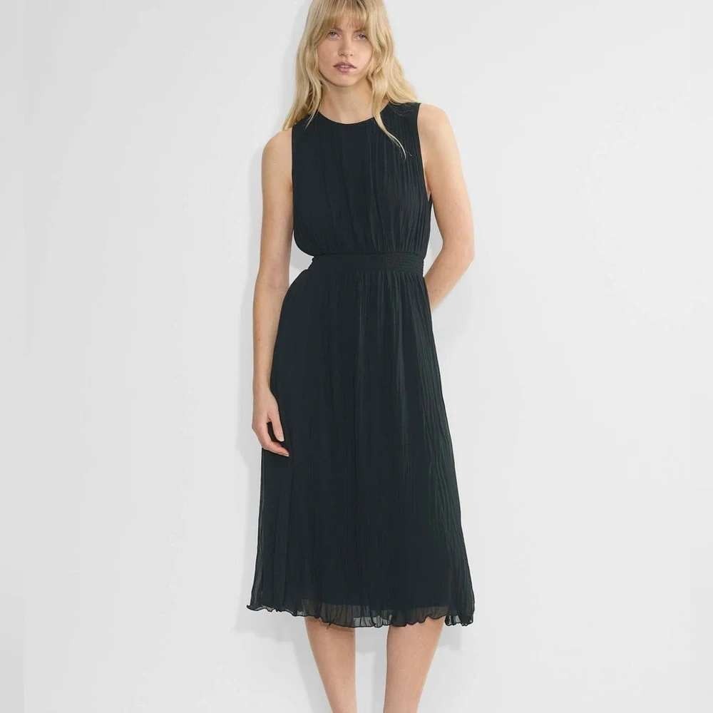 Wilfred Aritzia Mabel Navy Blue‎ Pleated Sleeveless Hoco Dress Smocked Waist 2XS